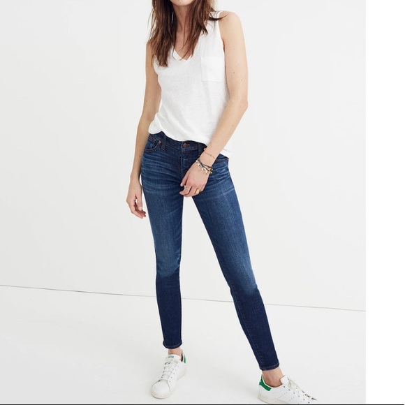 Madewell Denim - Madewell 9" Mid Rise Skinny Jeans Dark Blue Wash